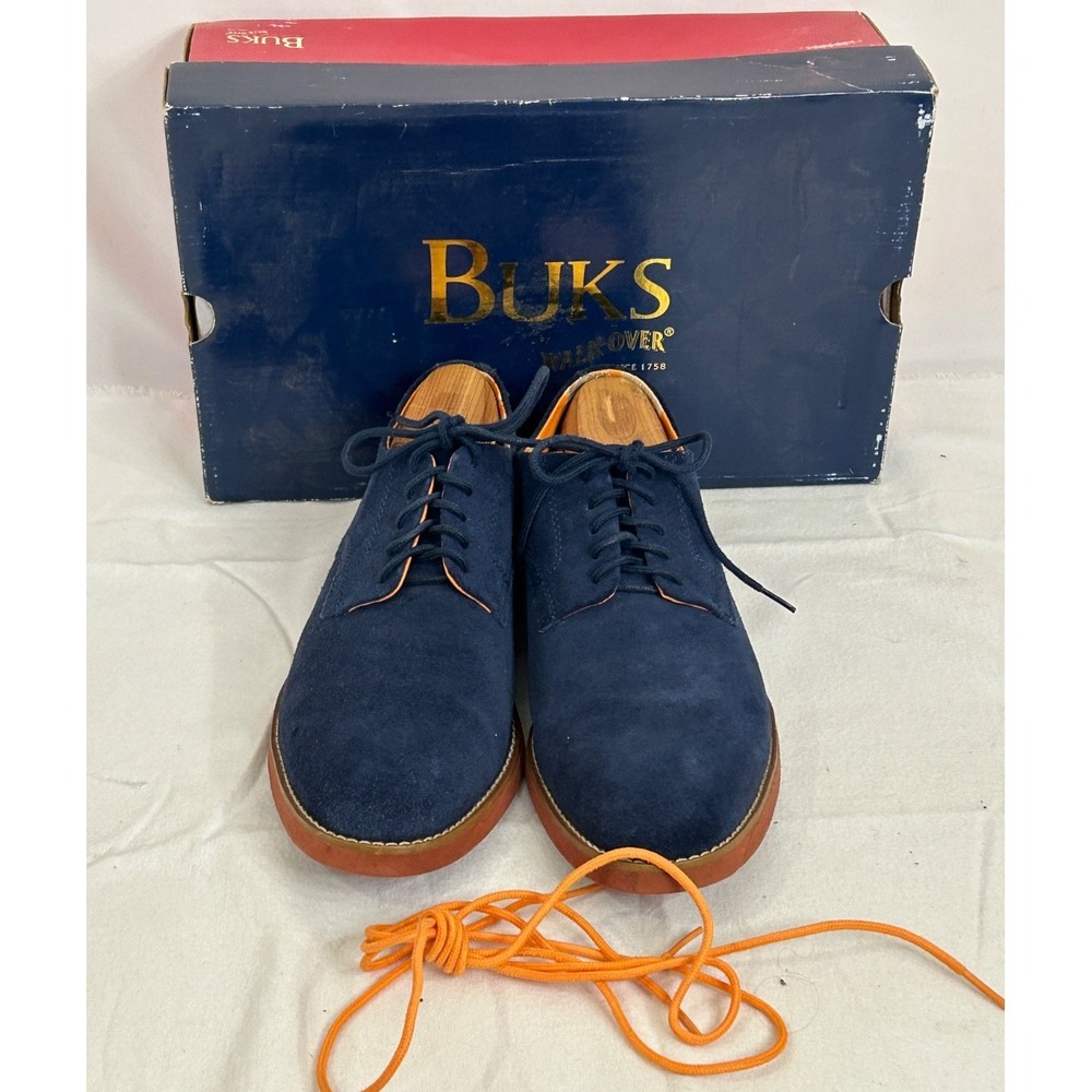 BUKS By Walk-Over Declan Derby Mens Size 9.5 Navy Blue Suede Lace Up B00336